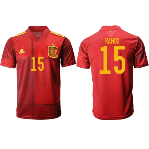 Spain National Soccer Team #15 RAMOS Red Home Jersey